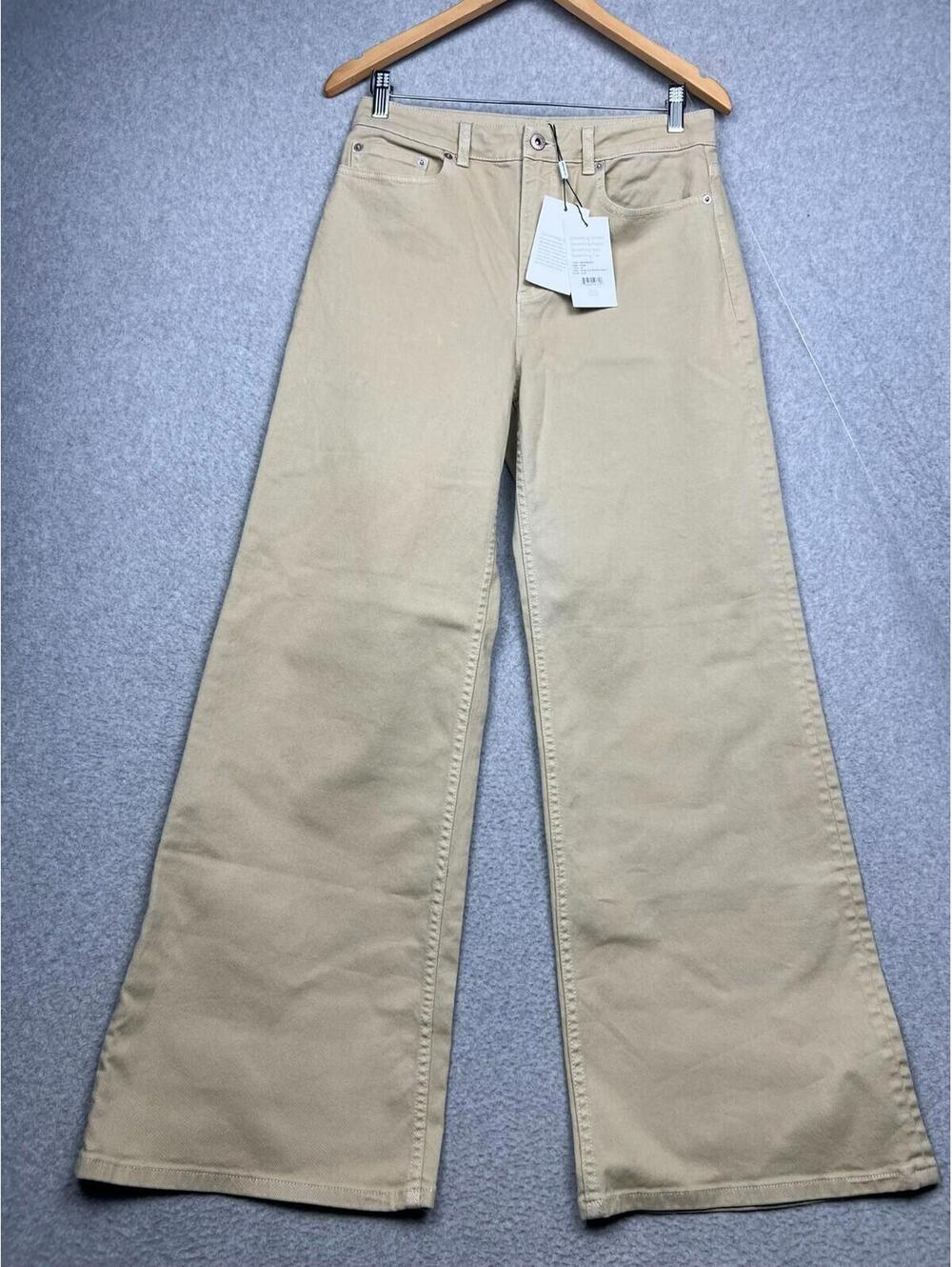 Y2k 90s Something Navy Womens Wide Leg Baggy Denim Jeans 29 Minimalist Beige